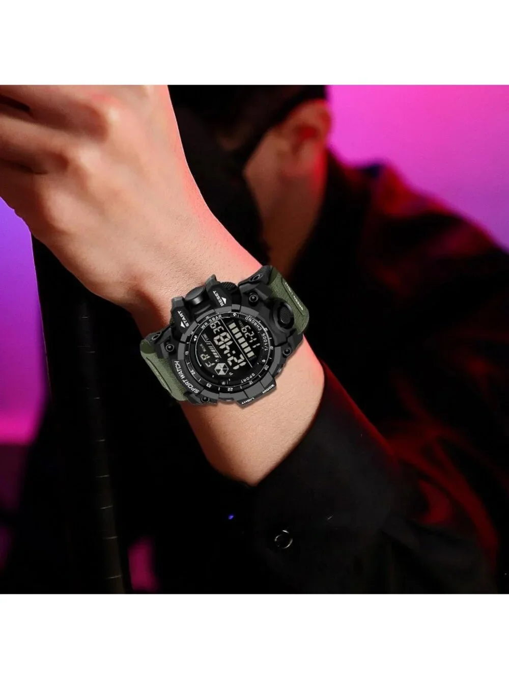 Men's Green Analog Quartz Electronic Military Multifunction LED Digital Watch